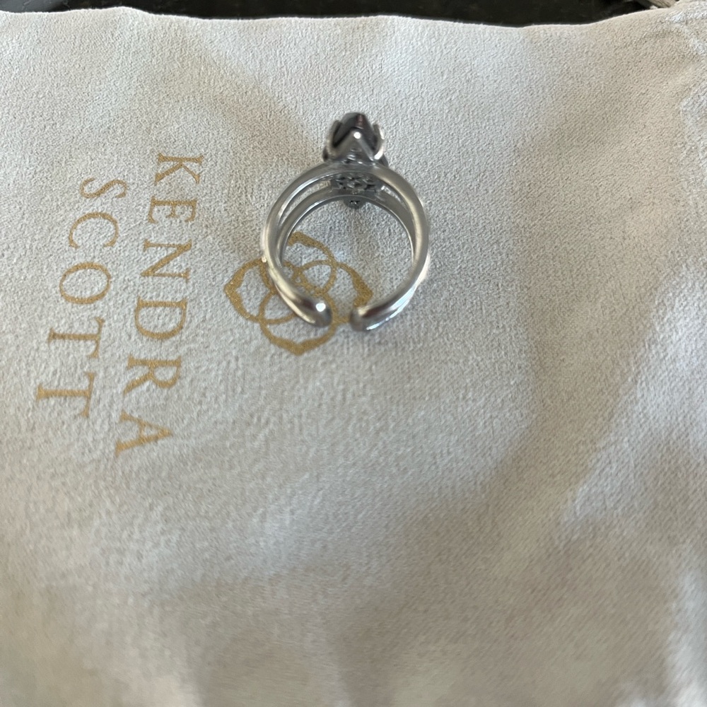 Kendra Scott Boyd Black Gunmetal Drusy Cocktail Ring Double Band - Picture 3 of 4